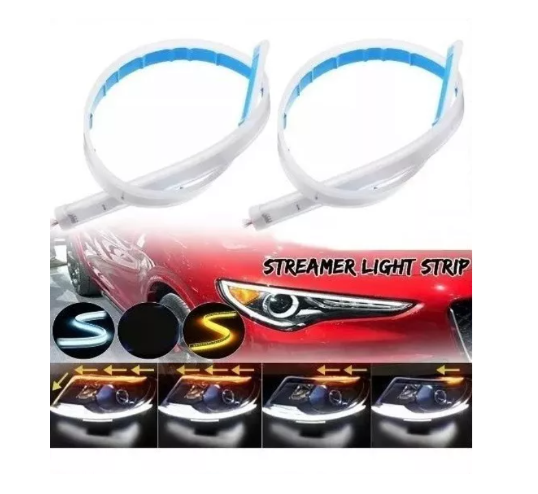 X2 Cinta Tira Led Ojos Angel Blanco Ambar Intermitentes 45cm-6