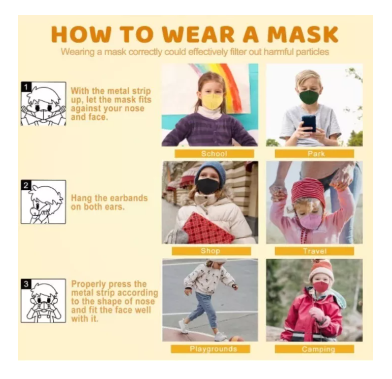 X10 Mascarillas Niños Kn95 5 Pliegues Antiviral Reutilizable surtido-7