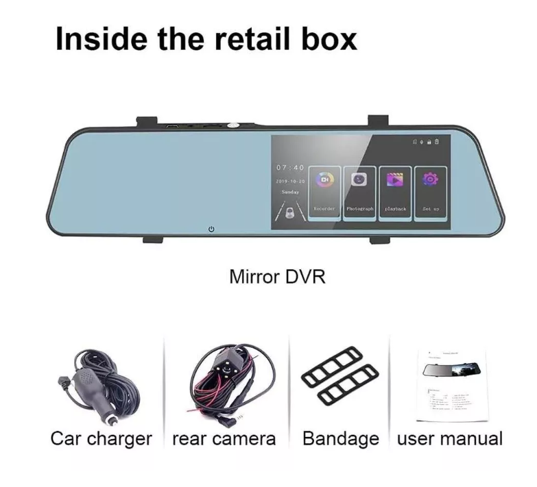 Pantalla 5.5in Hd1080p Táctil Cámara Espejo Retrovisor Dvr-5