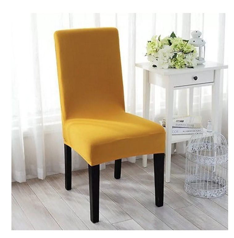 Funda De Silla Para Comedor Con Diseños Lisos Spandex-5