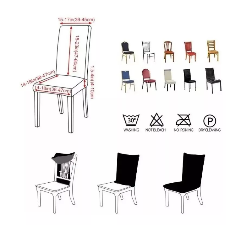 Funda De Silla Para Comedor Con Diseños Lisos Spandex-1