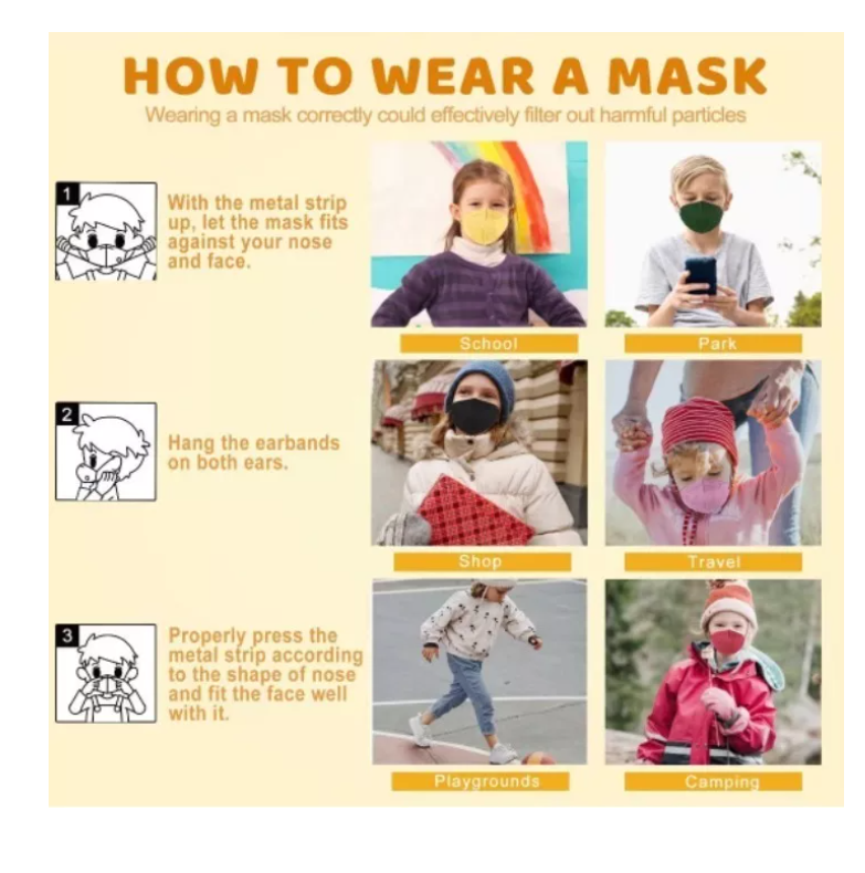 X50 Mascarillas Niños Kn95 5 Pliegues Antiviral Reutilizable surtido-7