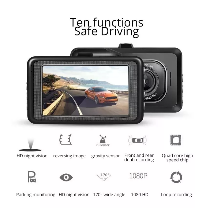 Frontal Cámara De Auto Seguridad Lcd 3.0 Hd Dvr Hd1080p-2