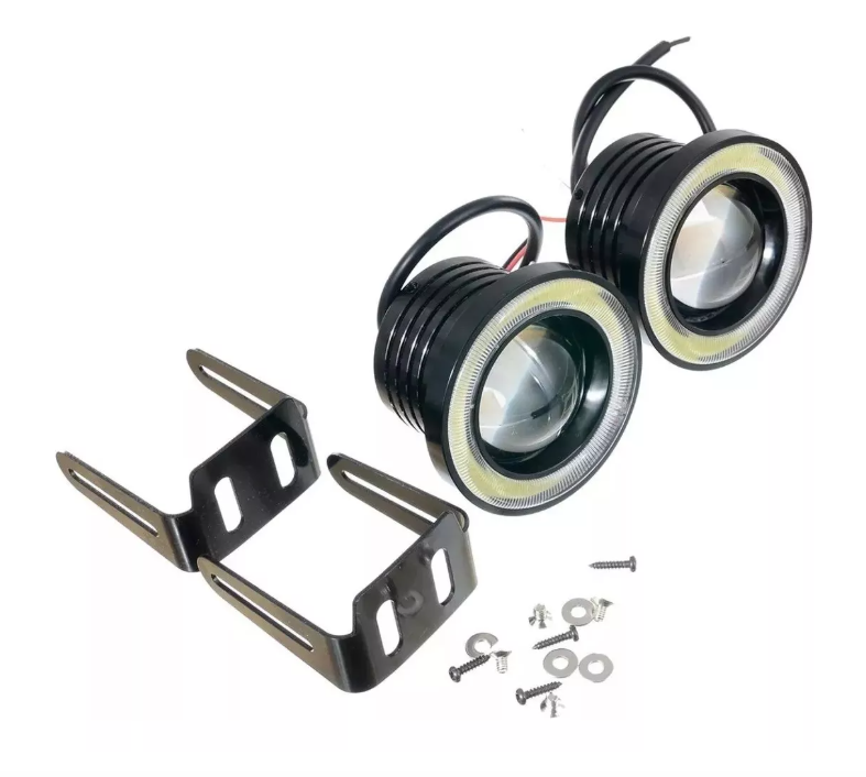 X2 Focos Neblineros Led Ojos De Ángel 76mm Blanco + Blanco-0
