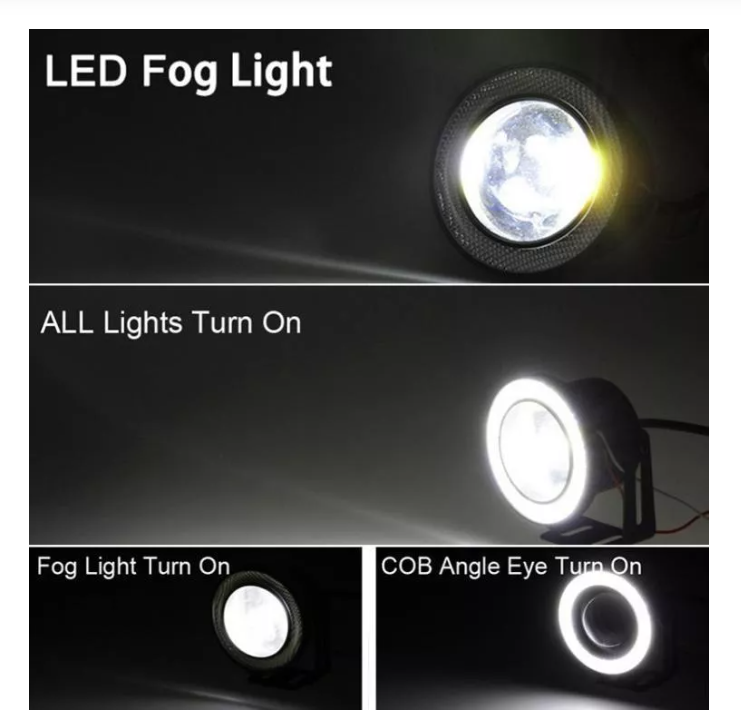 X2 Focos Neblineros Led Ojos De Ángel 76mm Blanco + Blanco-1