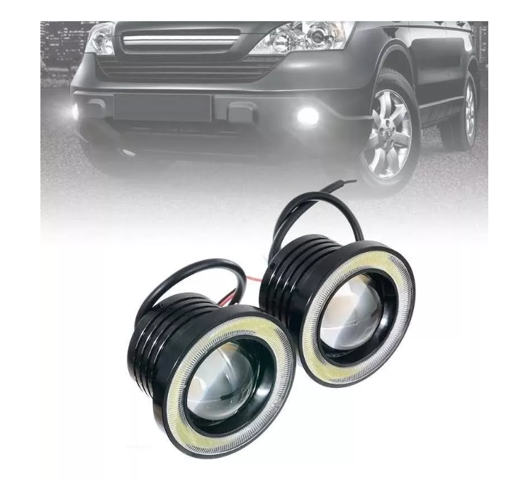 X2 Focos Neblineros Led Ojos De Ángel 76mm Blanco + Blanco-2