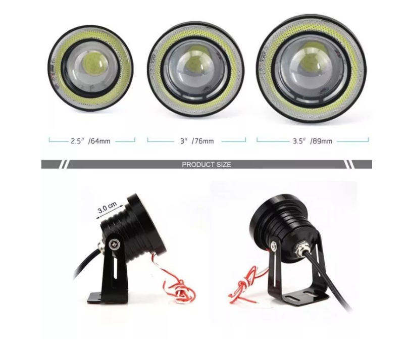 X2 Focos Neblineros Led Ojos De Ángel 76mm Blanco + Blanco-3
