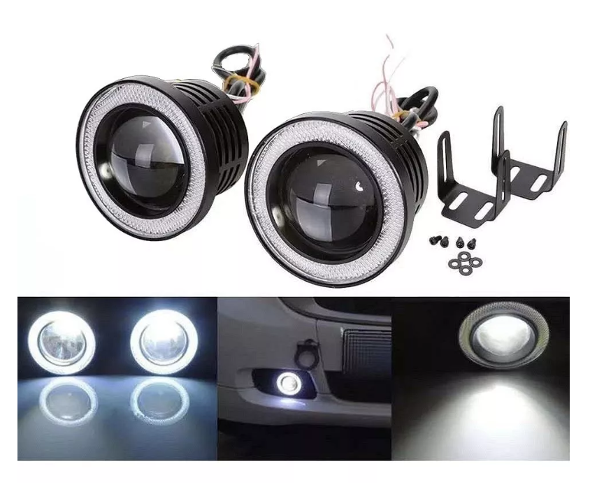 X2 Focos Neblineros Led Ojos De Ángel 76mm Blanco + Blanco-4
