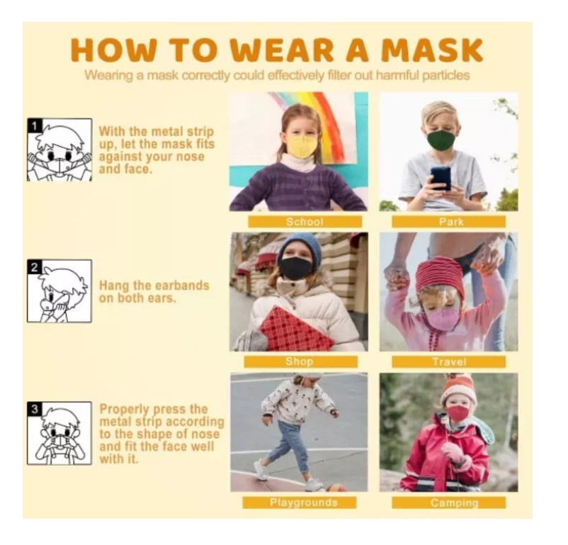 X50 Mascarillas Niños Con Diseño Kn95 5pliegues Reutilizable niño-7