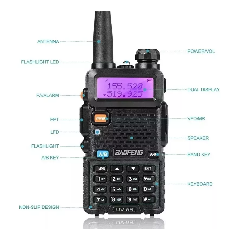 Radio Transmisor Walkie Talkie Baofeng Uv-5r 520mhz 3800mah-5