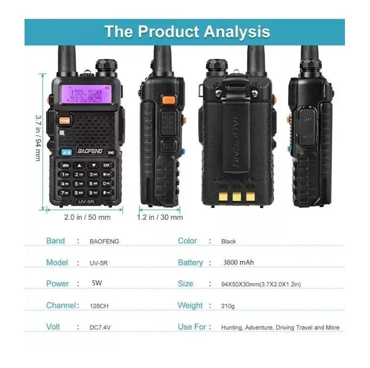 Radio Transmisor Walkie Talkie Baofeng Uv-5r 520mhz 3800mah-3