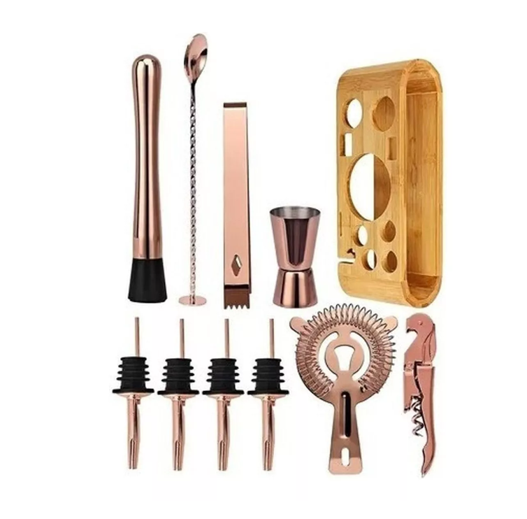 Juego De Coctelera Cobre Inoxidable Profesional Bar 12 Pcs-2