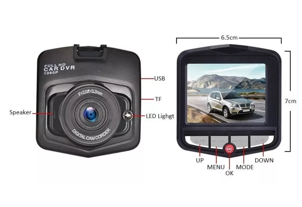 Frontal Cámara Seguridad Auto Pantalla 2.4in Dvr Full Hd1080-2
