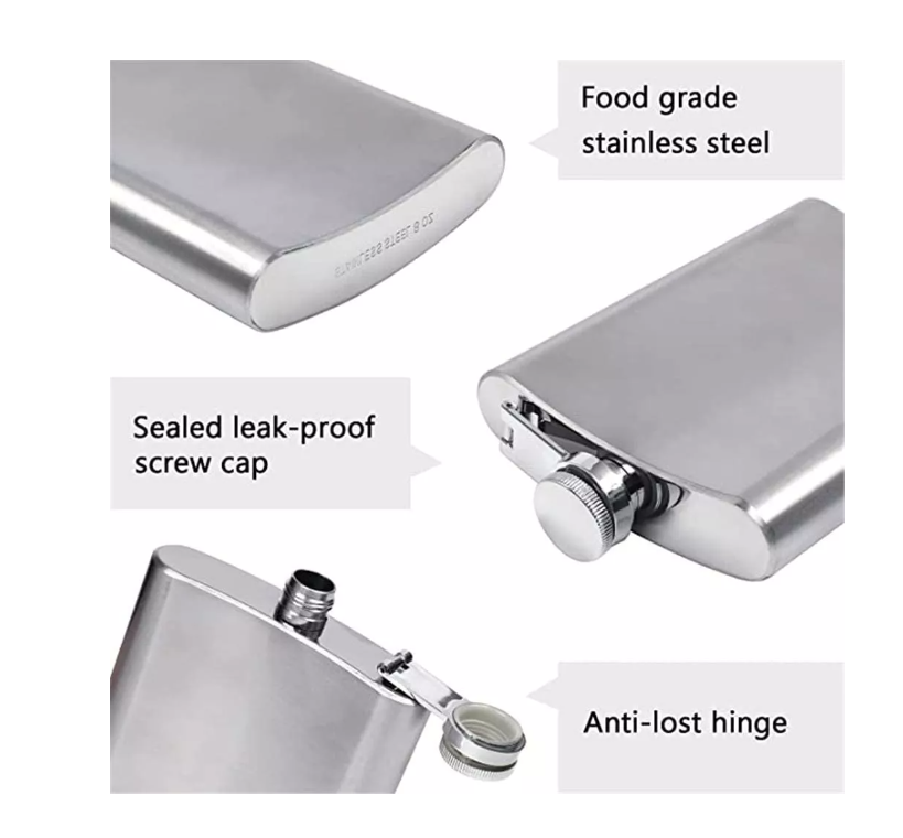 Set Petaca 8oz Para Whisky Regalo Coctelera Viaje Camping-1