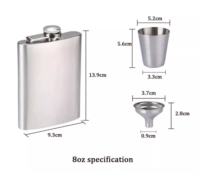 Set Petaca 8oz Para Whisky Regalo Coctelera Viaje Camping-2