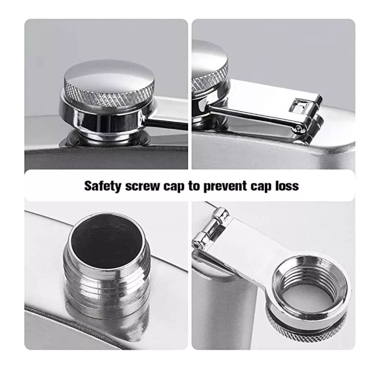 Set Petaca 8oz Para Whisky Regalo Coctelera Viaje Camping-4