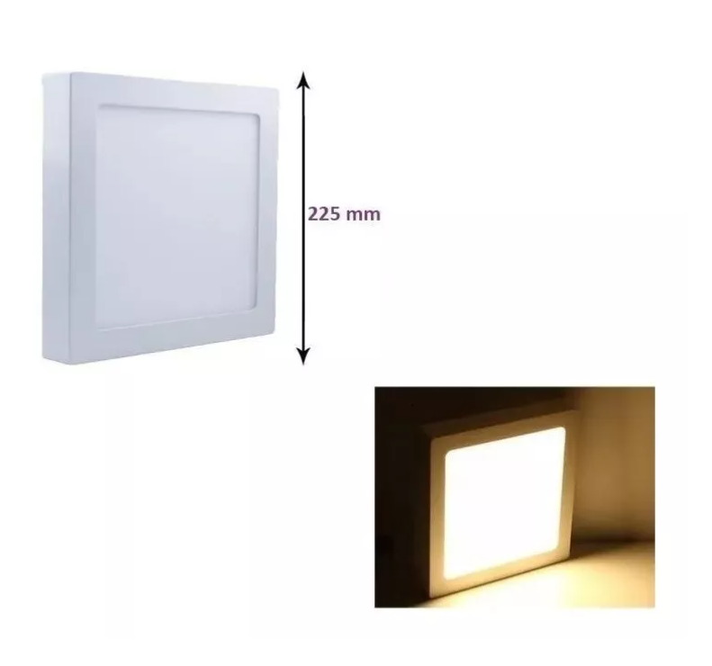 Foco Panel Plafón Led 18w Sobrepuesto Cuadrado Luz Cálida-3