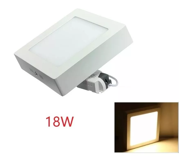 Foco Panel Plafón Led 18w Sobrepuesto Cuadrado Luz Cálida-2