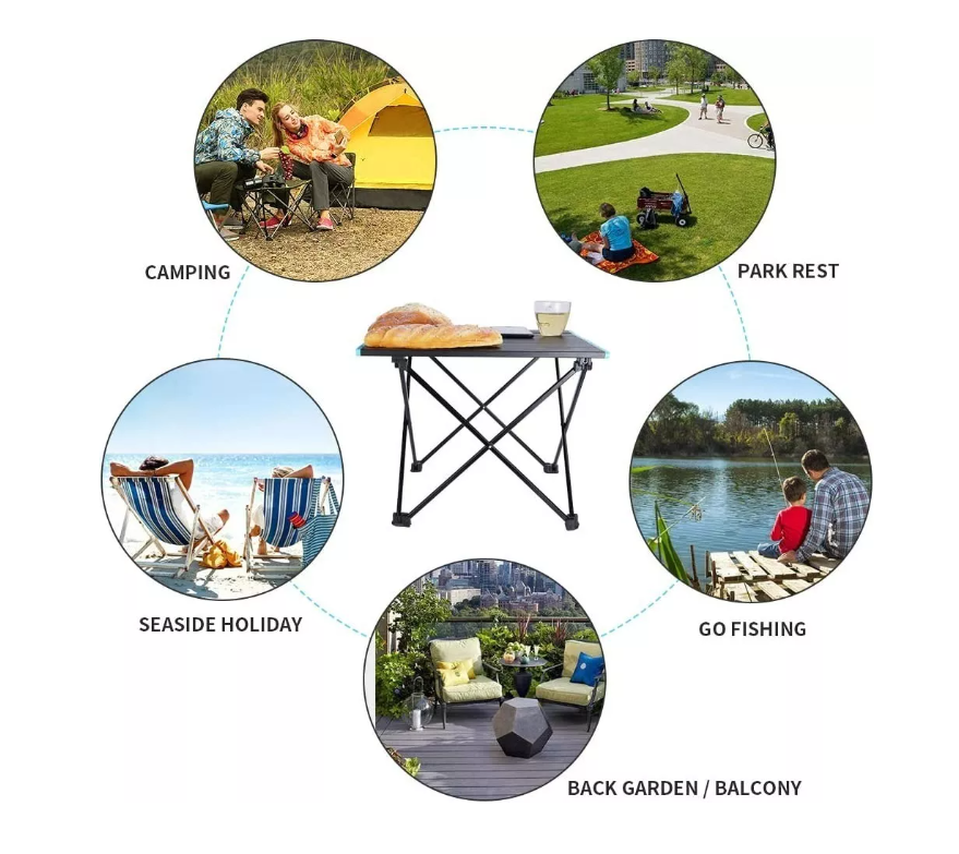 Mesa Plegable Camping Paseo Evento Bolso Portatil 40x35x32cm-3