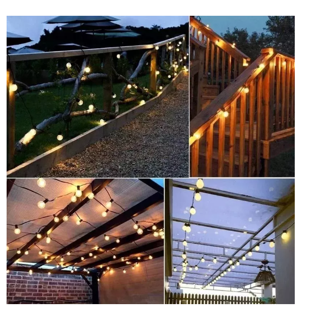 Luces Guirnalda Solar 10 Led Ampolleta Calida Calido 5 Mtrs-4