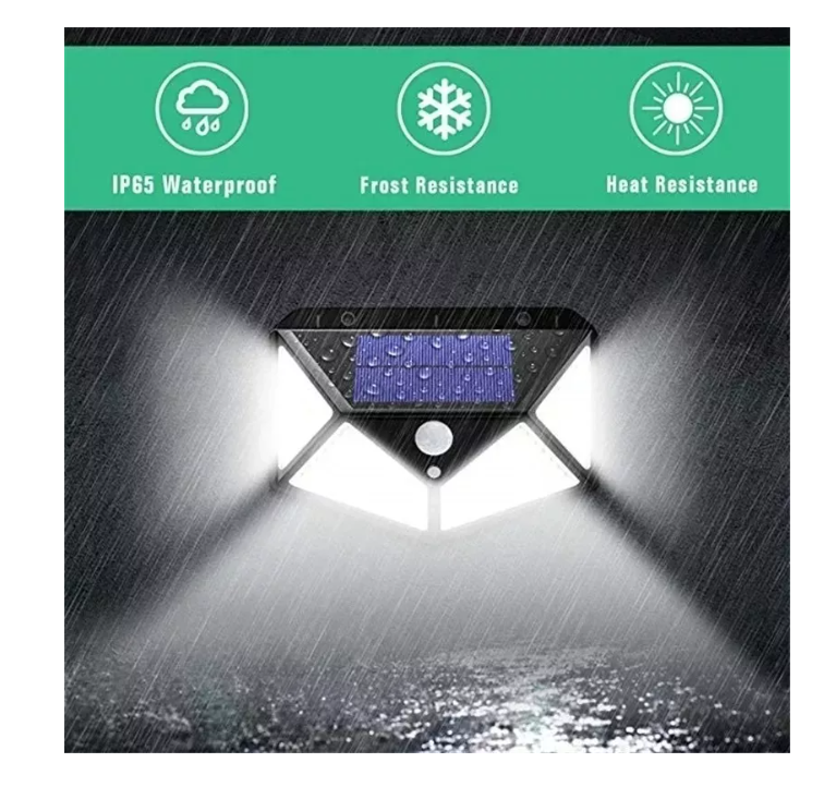 Pack 5 Foco Solar 100 Led Lampar Exterior Sensor Movimiento-5