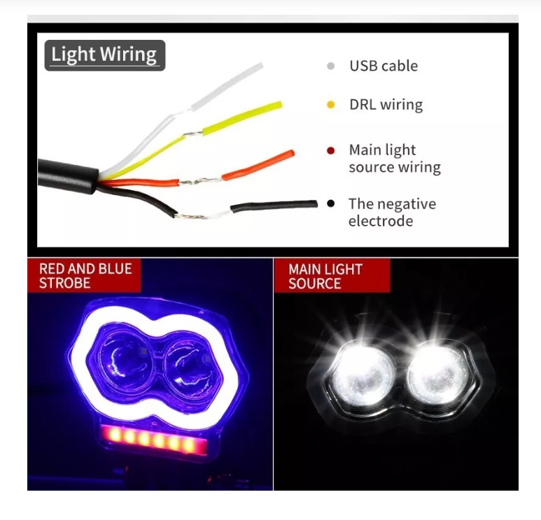 Foco Led Neblinero Ojo De Angel Cargador Usb Moto Auto 20w-3