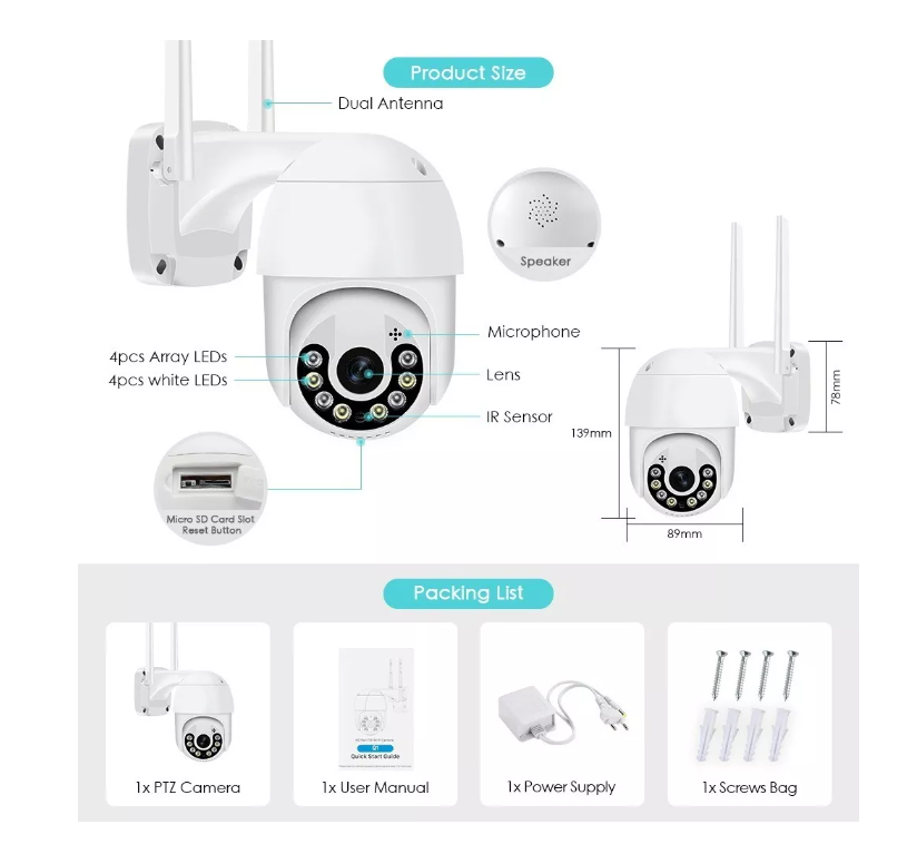 Smart Camara Ip Wifi Alarma Exterior Anti Agua Ip66-1