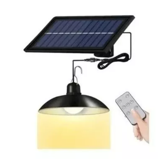 Lampara Solar Colgante 120w Plafon + Panel Solar + Control-0