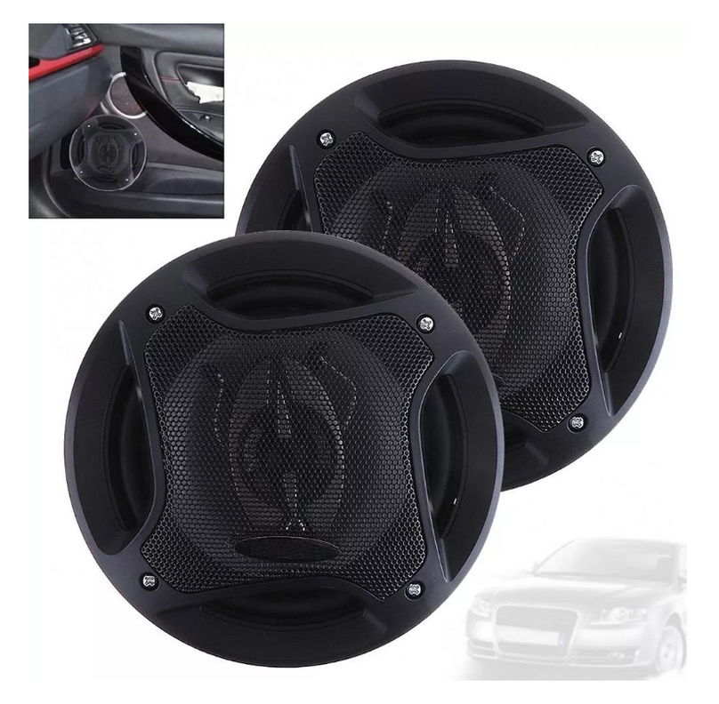 Kit 2 Parlantes Auto 16cm Redondo 400w Coaxial-0
