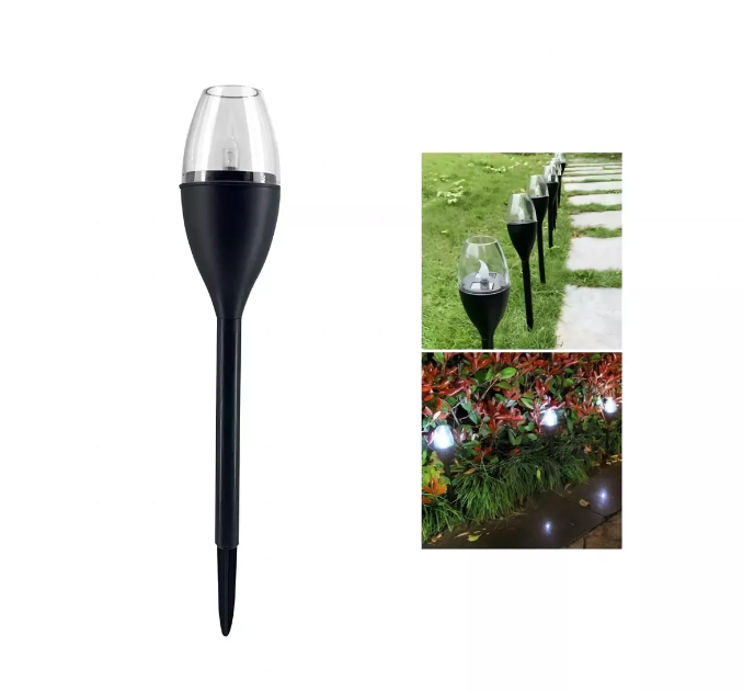 Set 10 Focos Faroles Led Blanco Solar Estaca Antorcha Jardin-0