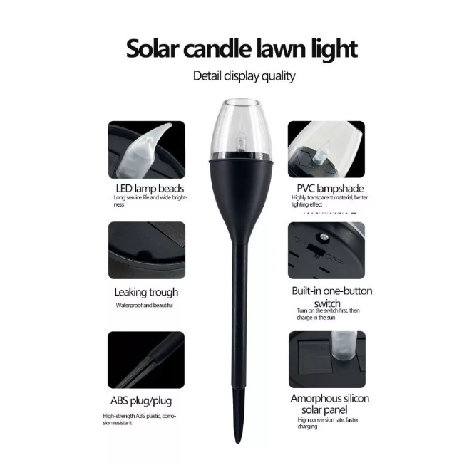 Set 10 Focos Faroles Led Blanco Solar Estaca Antorcha Jardin-1