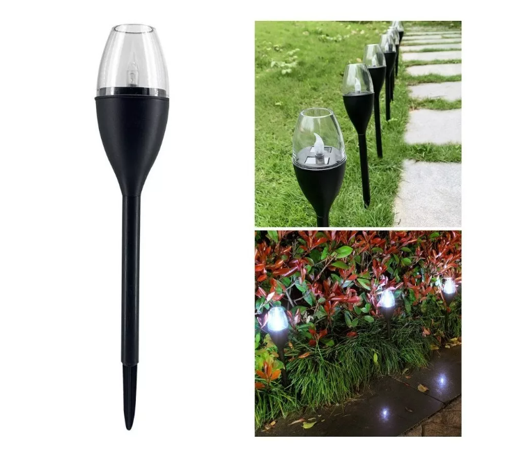 Set 10 Focos Faroles Led Blanco Solar Estaca Antorcha Jardin-4