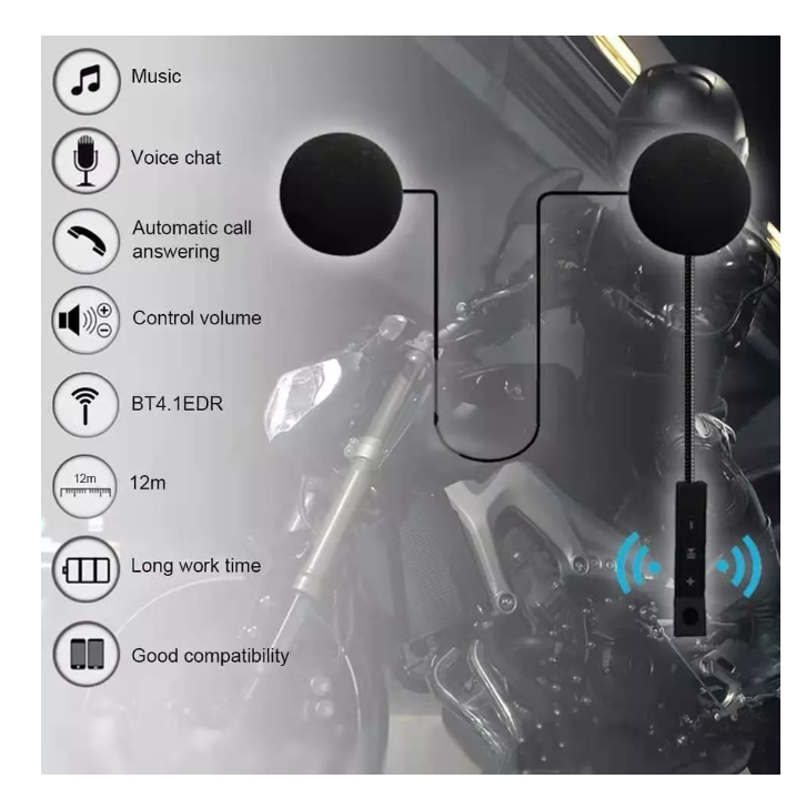 Audifono Bluetooth Para Casco De Moto Manos Libres Mp3-4