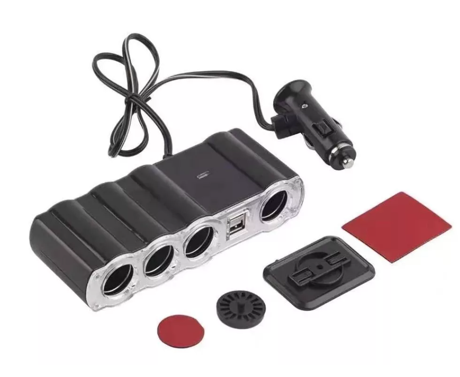 Adaptador Para Enchufe Encendedor Auto 1 A 4 +2 Usb Cargador-0