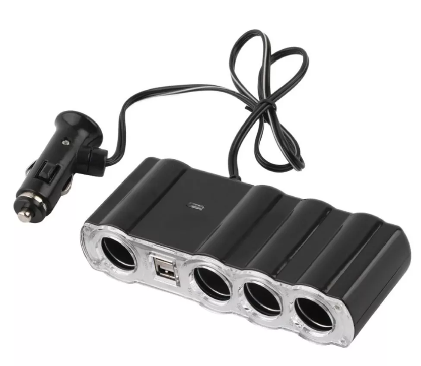 Adaptador Para Enchufe Encendedor Auto 1 A 4 +2 Usb Cargador-1