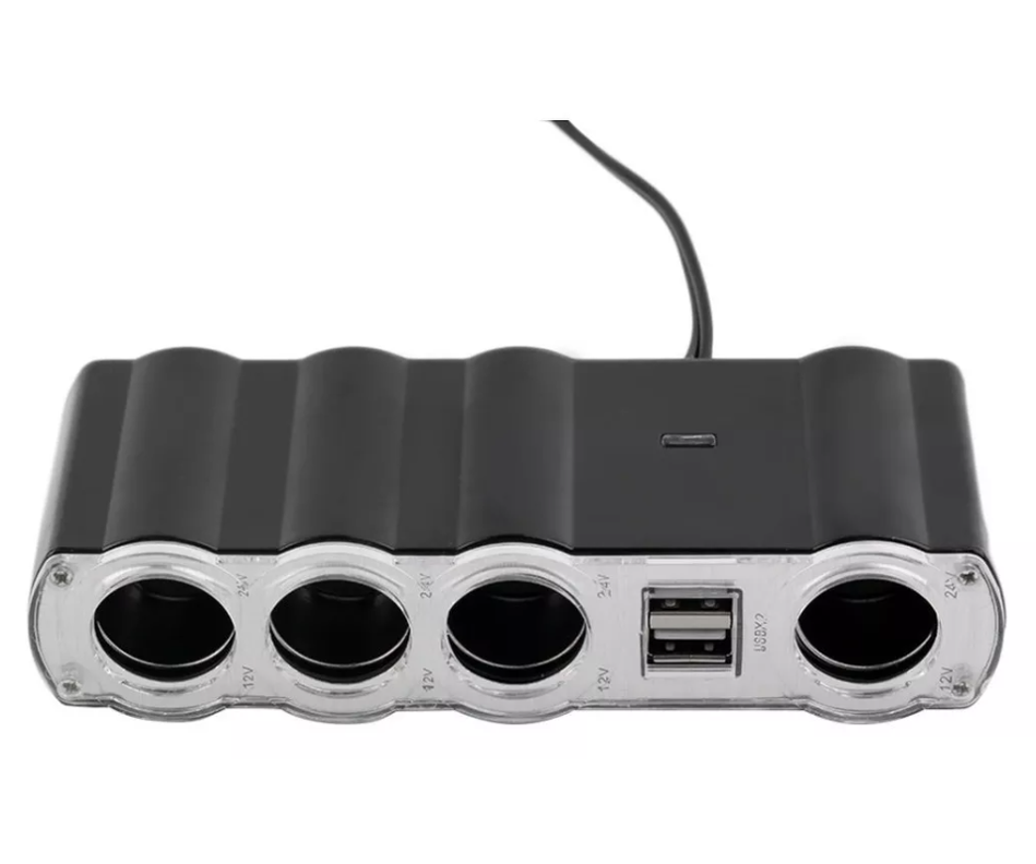 Adaptador Para Enchufe Encendedor Auto 1 A 4 +2 Usb Cargador-2