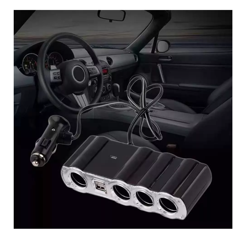 Adaptador Para Enchufe Encendedor Auto 1 A 4 +2 Usb Cargador-4