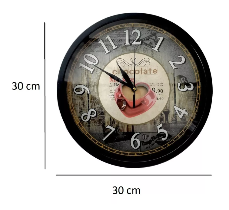 Reloj De Pared 30 Cm Redondo Mural Decorativo Silencioso-1