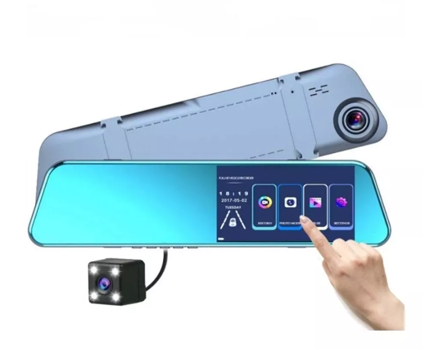 Pantalla 4.89in Hd1080p Táctil Cámara Espejo Retrovisor Dvr-0