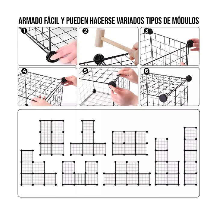 Armario Organizador Metálico Multifunción Negro 6 Cubos-1