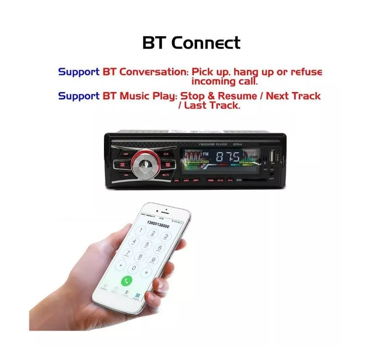 Radio De Auto 1 Din Bluetooth Usb Mp3 Microsd Aux Fm-2