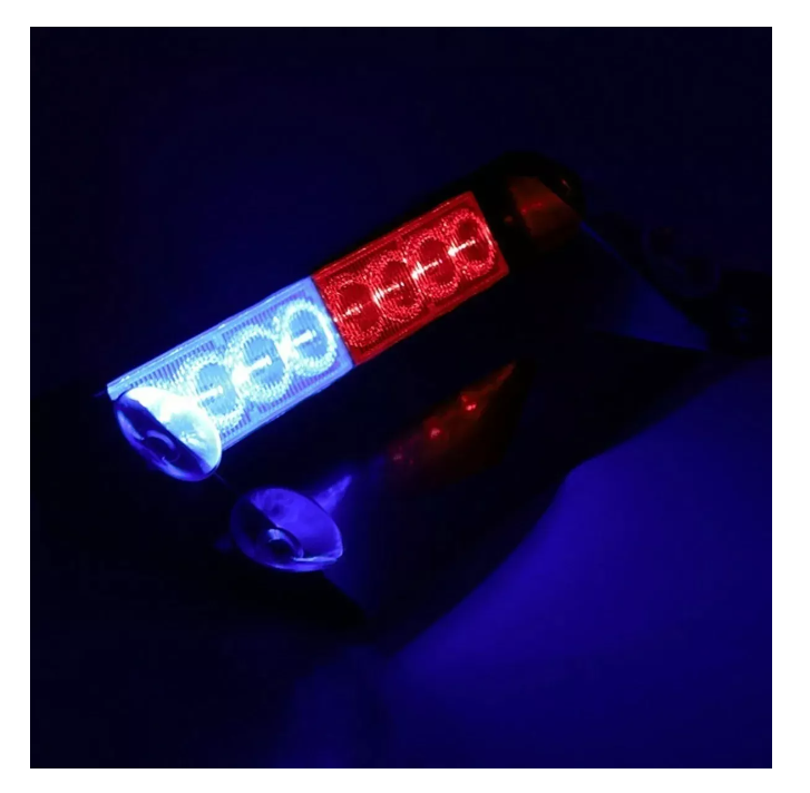 Baliza Parabrisa Led Estroboscopica Azul Rojo Bomberos 12v-1