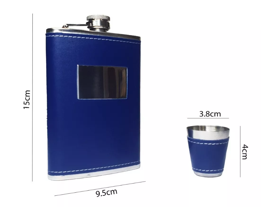 Set Petaca Whisky 9oz Regalo Coctelera Camping Destapador-1