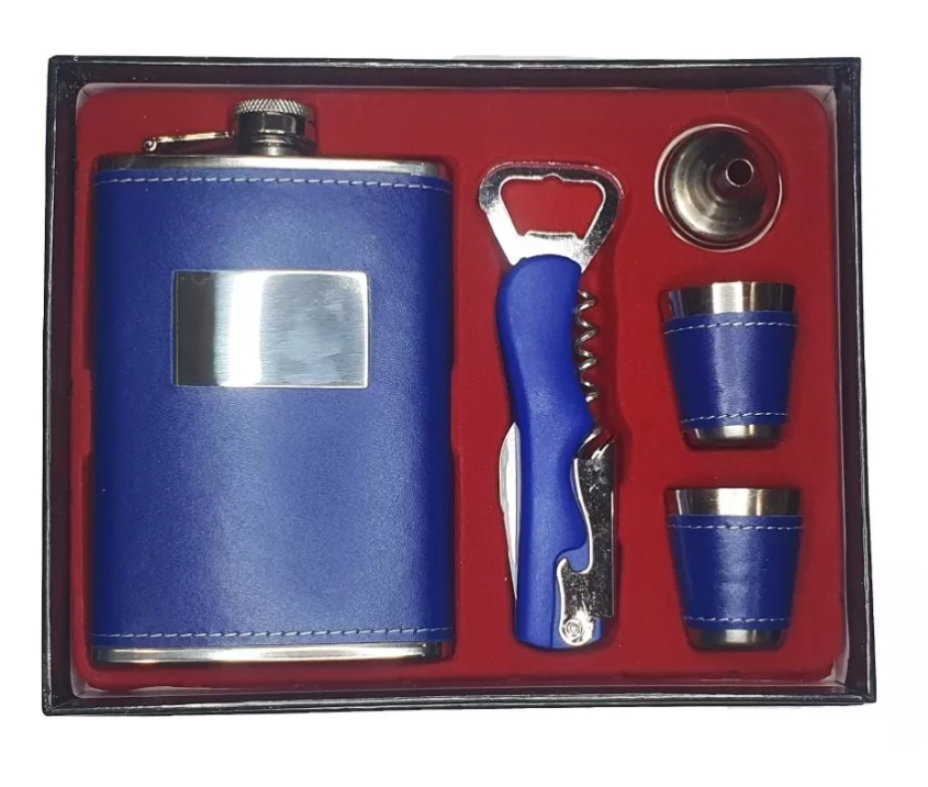 Set Petaca Whisky 9oz Regalo Coctelera Camping Destapador-5
