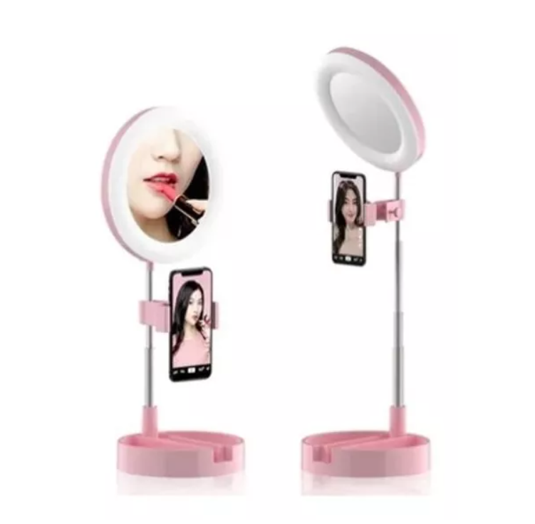 Espejo Aro De Luz Led Soporte Celular-0