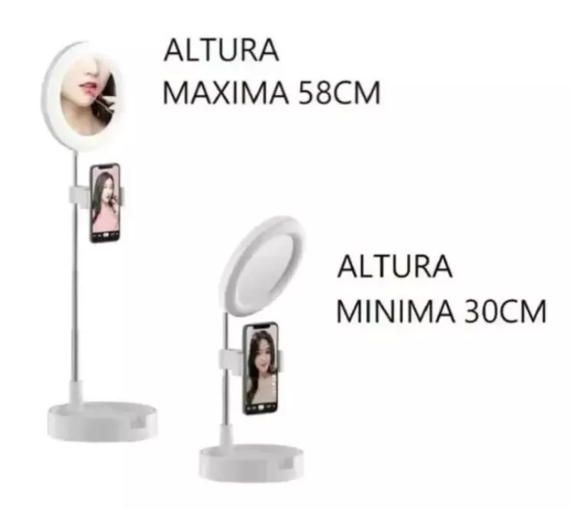 Espejo Aro De Luz Led Soporte Celular-1