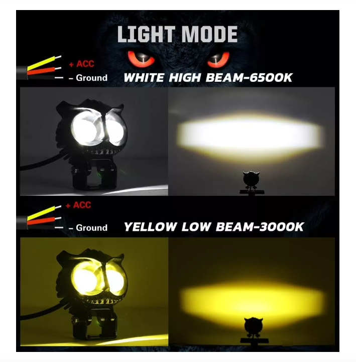 Foco Led Neblinero 50w Bicolor Auto Moto Búho Tipo Lupa-4