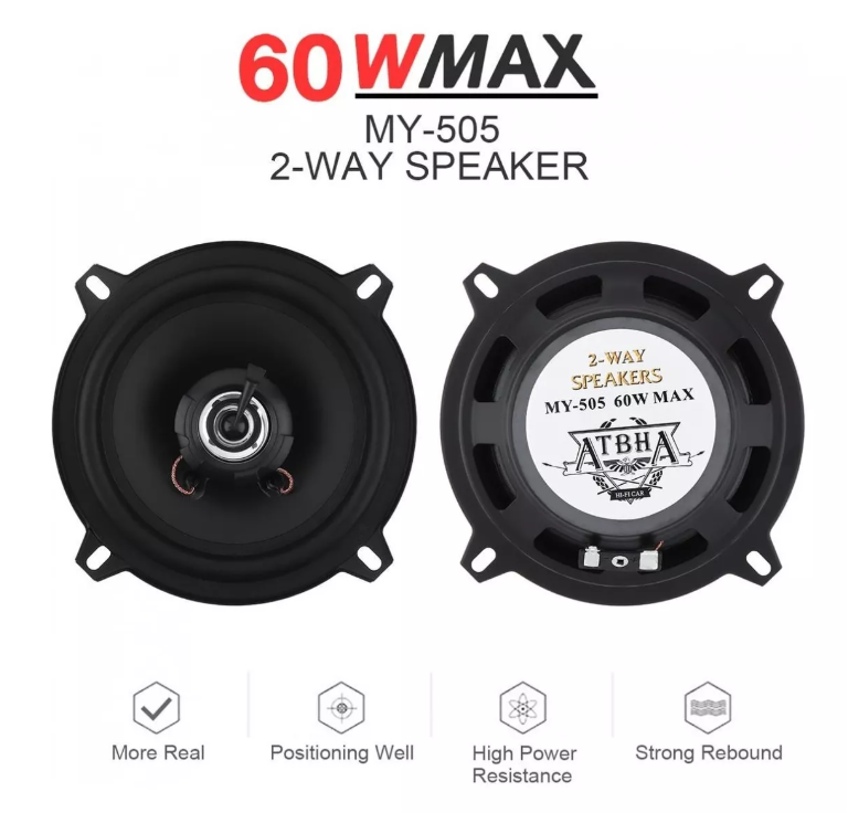 Parlante Auto 13cm Redondo 60w Coaxial 2 Vías Hifi-1