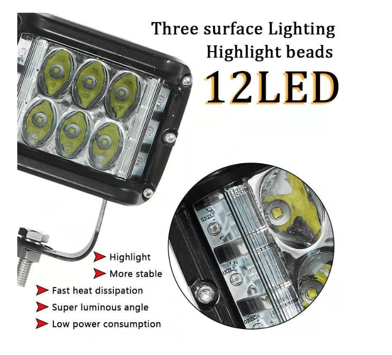 Foco Neblinero Led 36w Blanco Amarillo H4 Destello Auto Moto-5