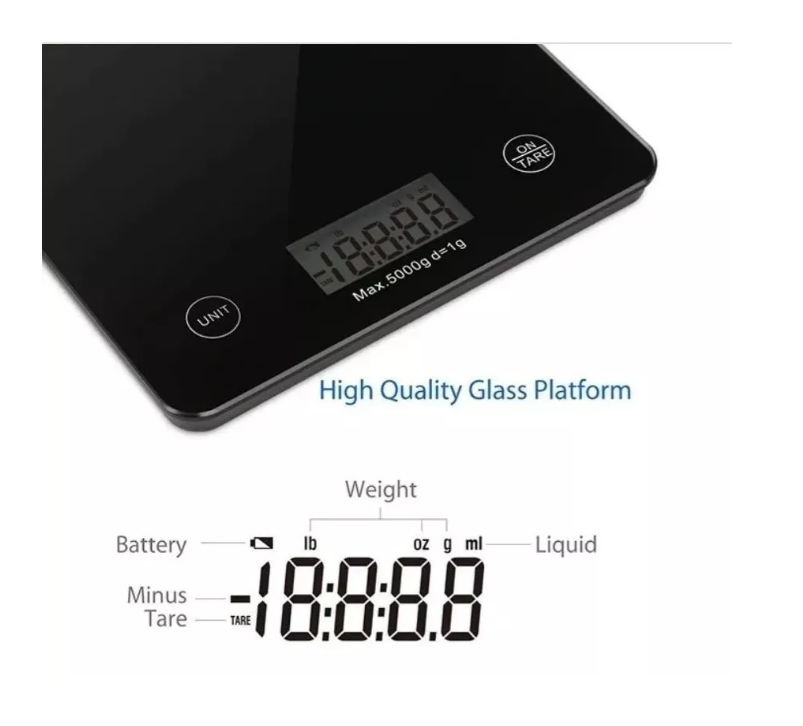 Balanza Pesa Digital Gramera De Cocina Vidrio Slim 1g - 5kg-2